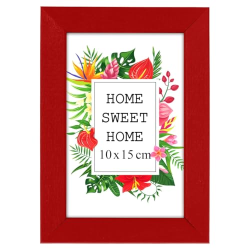 MG Design Bilderrahmen 10 x 15 cm - Farbe Rot, aus Holz, mit Acrylglas - zum vertikalen oder horizontalen Aufhängen/Aufstellen, für Fotos, Poster, Puzzles MG Design Bilderrahmen 10 x 15 cm - Farbe Rot, aus Holz, mit Acrylglas - zum vertikalen oder horizontalen Aufhängen/Aufstellen, für Fotos, Poster, Puzzles von MG Design