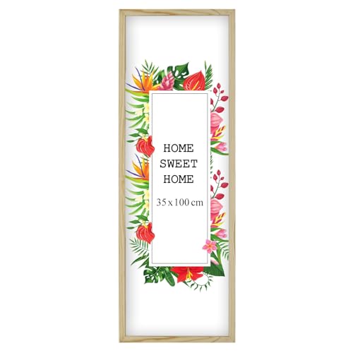 MG Design Bilderrahmen 35 x 100 cm - Farbe Natur, aus Holz, mit Acrylglas - zum vertikalen oder horizontalen Aufhängen, ohne Hintergrund, für Fotos, Poster, Puzzles von MG Design