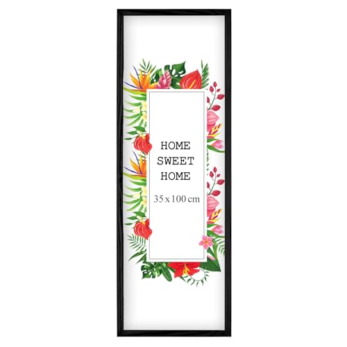 MG Design Bilderrahmen 35 x 100 cm - Farbe Schwarz, aus Holz, mit Acrylglas - zum vertikalen oder horizontalen Aufhängen, ohne Hintergrund, für Fotos, Poster, Puzzles von MG Design