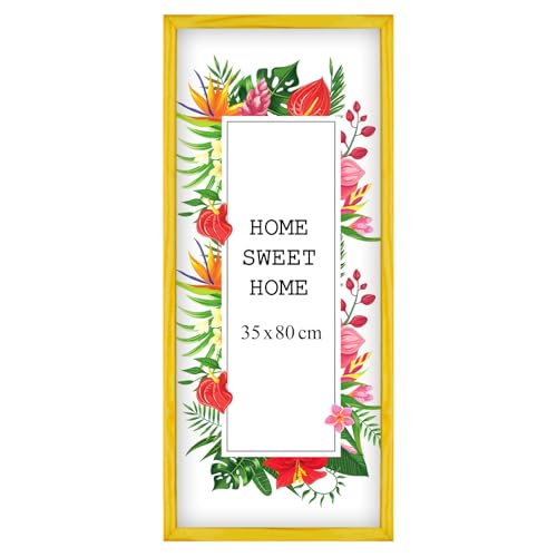 MG Design Bilderrahmen 35 x 80 cm - Farbe Gelb, aus Holz, mit Acrylglas - zum vertikalen oder horizontalen Aufhängen, ohne Hintergrund, für Fotos, Poster, Puzzles von MG Design