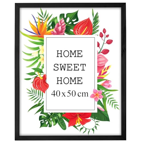 MG Design Bilderrahmen 40 x 50 cm - Farbe Schwarz aus Holz, mit Acrylglas - zum vertikalen oder horizontalen Aufhängen/Aufstellen, für Fotos, Poster, Puzzles von MG Design