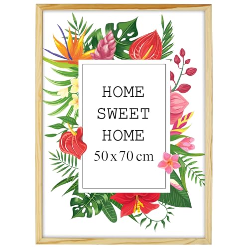 MG Design Bilderrahmen 50 x 70 cm - Farbe Natur aus Holz, mit Acrylglas - zum vertikalen oder horizontalen Aufhängen/Aufstellen, für Fotos, Poster, Puzzles von MG Design