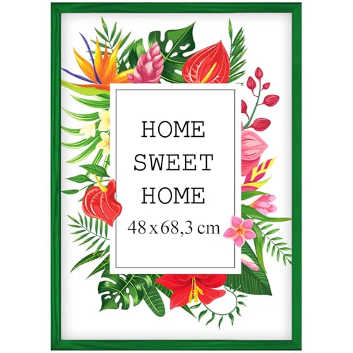 Mg Design Bilderrahmen 48x68,3 cm - Farbe Grün, aus Holz, mit Acrylglas - zum vertikalen oder horizontalen Aufhängen, ohne Hintergrund, für Fotos, Poster, Puzzles von MG Design