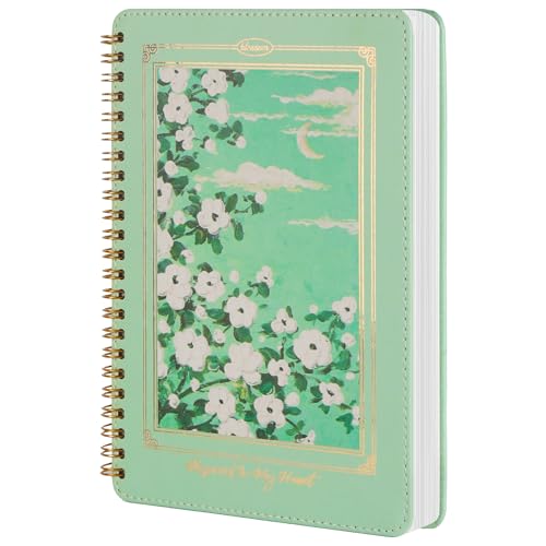 MGGAO Spiral-Notizbuch für Frauen, langlebige A5 Leder Hardcover-Notizbücher, 200 linierte Seiten, niedliche Notizbücher für perfekte Ausstattung in der Schule, 15,5 x 21cm von MGGAO