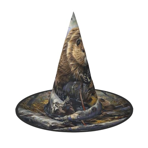 MGGAklp Biber-Arbeits-Druck, Partyhut, Halloween, Karneval, Hexenhüte für Mottopartys, Urlaubsdekoration MGGAklp Biber-Arbeits-Druck, Partyhut, Halloween, Karneval, Hexenhüte für Mottopartys, Urlaubsdekoration von MGGAklp