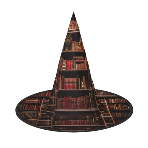 MGGAklp Bibliotheks-Bücherregal-Druck, Partyhut, Halloween, Karneval, Hexenhüte für Mottopartys, Urlaubsdekoration MGGAklp Bibliotheks-Bücherregal-Druck, Partyhut, Halloween, Karneval, Hexenhüte für Mottopartys, Urlaubsdekoration von MGGAklp