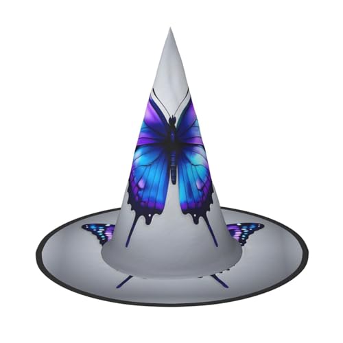 MGGAklp Blau-lila Schmetterlings-Druck, Partyhut, Halloween, Karneval, Hexenhüte für Mottopartys, Urlaubsdekoration MGGAklp Blau-lila Schmetterlings-Druck, Partyhut, Halloween, Karneval, Hexenhüte für Mottopartys, Urlaubsdekoration von MGGAklp