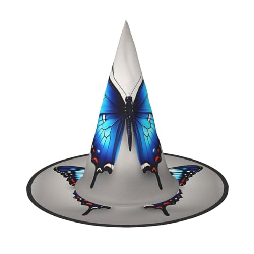 MGGAklp Blauer Schmetterlings-Druck, Partyhut, Halloween, Karneval, Hexenhüte für Mottopartys, Urlaubsdekoration MGGAklp Blauer Schmetterlings-Druck, Partyhut, Halloween, Karneval, Hexenhüte für Mottopartys, Urlaubsdekoration von MGGAklp