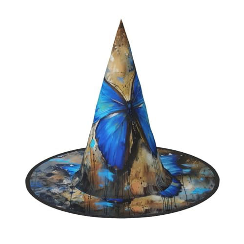 MGGAklp Blauer Schmetterlings-Druck, Partyhut, Halloween, Karneval, Hexenhüte für Mottopartys, Urlaubsdekoration MGGAklp Blauer Schmetterlings-Druck, Partyhut, Halloween, Karneval, Hexenhüte für Mottopartys, Urlaubsdekoration von MGGAklp