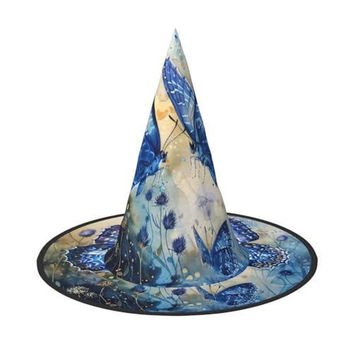 MGGAklp Blauer Schmetterlings-Druck, Partyhut, Halloween, Karneval, Hexenhüte für Mottopartys, Urlaubsdekoration MGGAklp Blauer Schmetterlings-Druck, Partyhut, Halloween, Karneval, Hexenhüte für Mottopartys, Urlaubsdekoration von MGGAklp