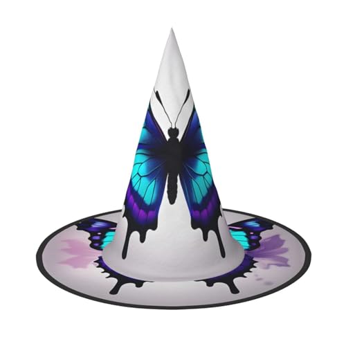 MGGAklp Blauer lila Schmetterlings-Druck, Partyhut, Halloween, Karneval, Hexenhüte für Mottopartys, Urlaubsdekoration MGGAklp Blauer lila Schmetterlings-Druck, Partyhut, Halloween, Karneval, Hexenhüte für Mottopartys, Urlaubsdekoration von MGGAklp