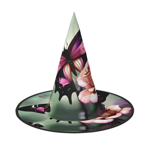 MGGAklp Blumen-Rosen-Schmetterling-Druck, Partyhut, Halloween, Karneval, Hexenhüte für Mottopartys, Urlaubsdekoration MGGAklp Blumen-Rosen-Schmetterling-Druck, Partyhut, Halloween, Karneval, Hexenhüte für Mottopartys, Urlaubsdekoration von MGGAklp
