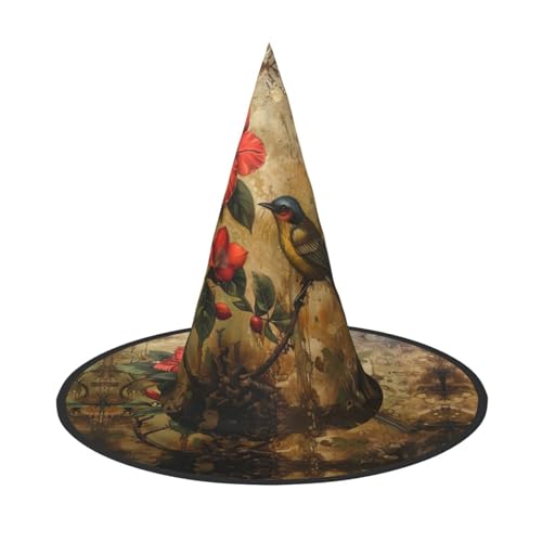MGGAklp Blumen- und Vogel-Kunstdruck, Partyhut, Halloween, Karneval, Hexenhüte für Mottopartys, Urlaubsdekoration MGGAklp Blumen- und Vogel-Kunstdruck, Partyhut, Halloween, Karneval, Hexenhüte für Mottopartys, Urlaubsdekoration von MGGAklp