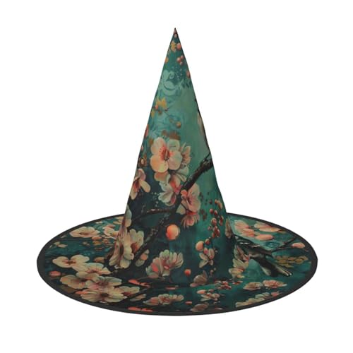 MGGAklp Blumen- und Vogel-Kunstdruck, Partyhut, Halloween, Karneval, Hexenhüte für Mottopartys, Urlaubsdekoration von MGGAklp