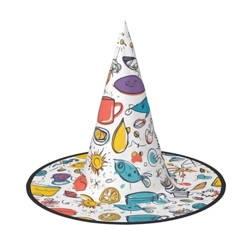 MGGAklp Bunte, handgezeichnete Federn auf weißem Druck, Partyhut, Halloween, Karneval, Hexenhüte für Mottopartys, Urlaubsdekoration MGGAklp Bunte, handgezeichnete Federn auf weißem Druck, Partyhut, Halloween, Karneval, Hexenhüte für Mottopartys, Urlaubsdekoration von MGGAklp