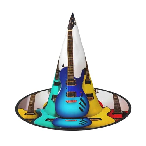 MGGAklp Bunte Gitarren-Druck, Partyhut, Halloween, Karneval, Hexenhüte für Mottopartys, Urlaubsdekoration von MGGAklp