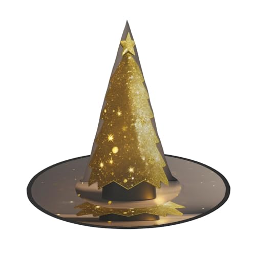 MGGAklp Goldener Glitzer-Weihnachtsbaum-Druck, Partyhut, Halloween, Karneval, Hexenhüte für Mottopartys, Urlaubsdekoration von MGGAklp