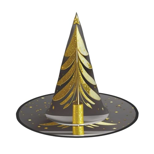 MGGAklp Goldener Glitzer-Weihnachtsbaum-Druck, Partyhut, Halloween, Karneval, Hexenhüte für Mottopartys, Urlaubsdekoration MGGAklp Goldener Glitzer-Weihnachtsbaum-Druck, Partyhut, Halloween, Karneval, Hexenhüte für Mottopartys, Urlaubsdekoration von MGGAklp