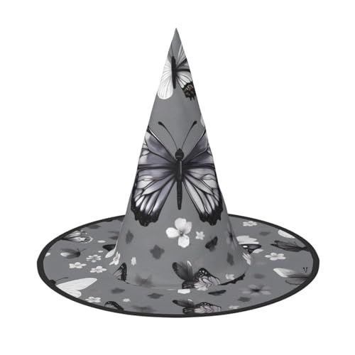 MGGAklp Grauer blaugrüner Schmetterlings-Druck, Partyhut, Halloween, Karneval, Hexenhüte für Mottopartys, Urlaubsdekoration MGGAklp Grauer blaugrüner Schmetterlings-Druck, Partyhut, Halloween, Karneval, Hexenhüte für Mottopartys, Urlaubsdekoration von MGGAklp