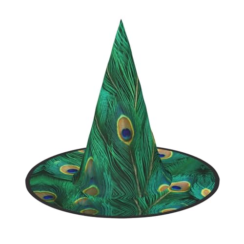 MGGAklp Grüner Pfauenfeder-Druck, Partyhut, Halloween, Karneval, Hexenhüte für Mottopartys, Urlaubsdekoration MGGAklp Grüner Pfauenfeder-Druck, Partyhut, Halloween, Karneval, Hexenhüte für Mottopartys, Urlaubsdekoration von MGGAklp