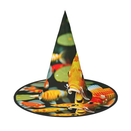 MGGAklp Japanischer hübscher Koi-Fisch-Druck, Partyhut, Halloween, Karneval, Hexenhüte für Mottopartys, Urlaubsdekoration von MGGAklp