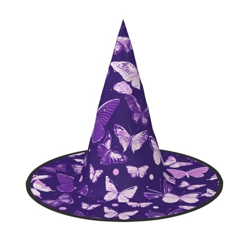 MGGAklp Lila Schmetterlinge Blumendruck Party Hut Halloween Karneval Hexen Hüte für Mottopartys Urlaub Dekor MGGAklp Lila Schmetterlinge Blumendruck Party Hut Halloween Karneval Hexen Hüte für Mottopartys Urlaub Dekor von MGGAklp
