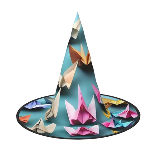 MGGAklp Origami-Papierkranich-Druck, Partyhut, Halloween, Karneval, Hexenhüte für Mottopartys, Urlaubsdekoration MGGAklp Origami-Papierkranich-Druck, Partyhut, Halloween, Karneval, Hexenhüte für Mottopartys, Urlaubsdekoration von MGGAklp