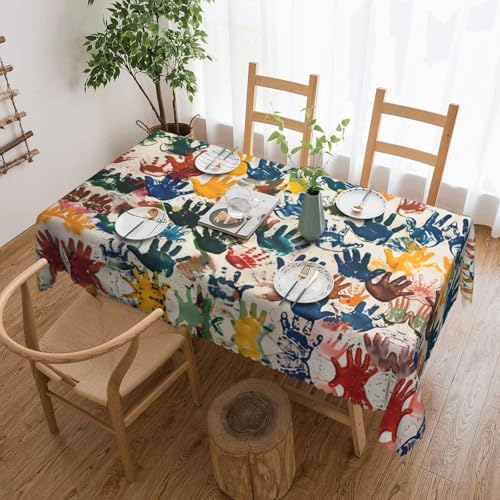 MGGAklp Rechteckige Kinder-Tischdecke mit Handdruck, waschbar, für Esszimmer, Party, drinnen und draußen von MGGAklp