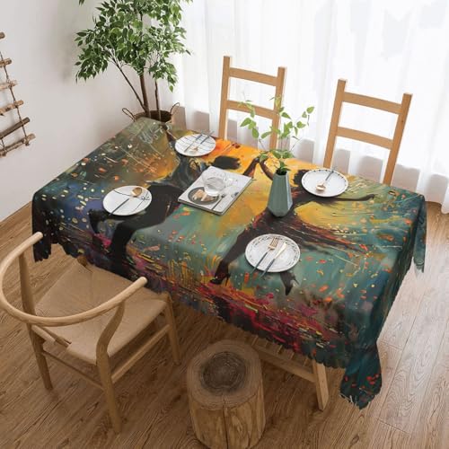 MGGAklp Rechteckige Tischdecke, Motiv: Tanz mit Musikdruck, waschbar, für Esszimmer, Party, drinnen und draußen MGGAklp Rechteckige Tischdecke, Motiv: Tanz mit Musikdruck, waschbar, für Esszimmer, Party, drinnen und draußen von MGGAklp