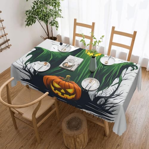 MGGAklp Rechteckige Tischdecke, Motiv: grüner Geist, Horror, Halloween, Kürbis, waschbar, Tischdecke für Esszimmer, Party, drinnen und draußen MGGAklp Rechteckige Tischdecke, Motiv: grüner Geist, Horror, Halloween, Kürbis, waschbar, Tischdecke für Esszimmer, Party, drinnen und draußen von MGGAklp