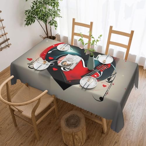 MGGAklp Rechteckige Tischdecke mit Aufdruck "Treble Love and Music", waschbar, für Esszimmer, Party, drinnen und draußen von MGGAklp