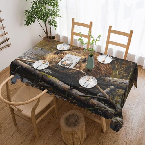 MGGAklp Rechteckige Tischdecke mit Biber-Motiv, waschbar, für Esszimmer, Party, drinnen und draußen MGGAklp Rechteckige Tischdecke mit Biber-Motiv, waschbar, für Esszimmer, Party, drinnen und draußen von MGGAklp