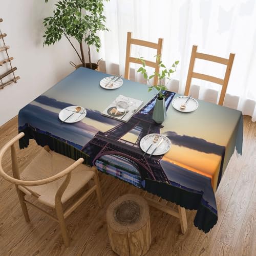 MGGAklp Rechteckige Tischdecke mit Eiffelturm-Druck, waschbar, für Esszimmer, Party, drinnen und draußen von MGGAklp