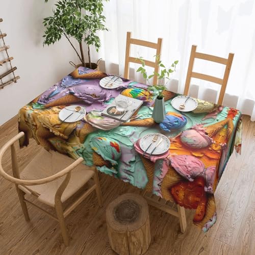 MGGAklp Rechteckige Tischdecke mit Eiscreme-Aufdruck, waschbar, für Esszimmer, Party, drinnen und draußen von MGGAklp
