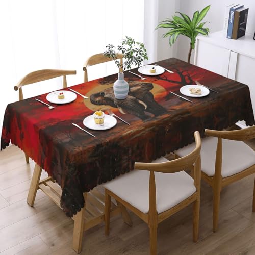 MGGAklp Rechteckige Tischdecke mit Elefanten-Sonnenuntergang-Druck, waschbar, Tischdecke für Esszimmer, Party, drinnen und draußen MGGAklp Rechteckige Tischdecke mit Elefanten-Sonnenuntergang-Druck, waschbar, Tischdecke für Esszimmer, Party, drinnen und draußen von MGGAklp