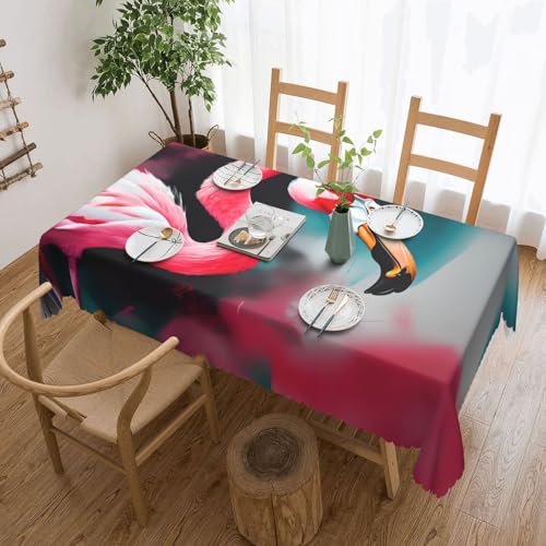 MGGAklp Rechteckige Tischdecke mit Flamingo-Druck, waschbar, Tischdecke für Esszimmer, Party, drinnen und draußen MGGAklp Rechteckige Tischdecke mit Flamingo-Druck, waschbar, Tischdecke für Esszimmer, Party, drinnen und draußen von MGGAklp
