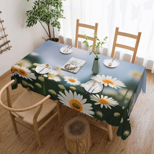 MGGAklp Rechteckige Tischdecke mit Gänseblümchen-Druck, waschbar, Tischdecke für Esszimmer, Party, drinnen und draußen MGGAklp Rechteckige Tischdecke mit Gänseblümchen-Druck, waschbar, Tischdecke für Esszimmer, Party, drinnen und draußen von MGGAklp