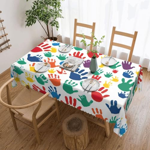 MGGAklp Rechteckige Tischdecke mit Handdruck, waschbar, für Esszimmer, Party, drinnen und draußen MGGAklp Rechteckige Tischdecke mit Handdruck, waschbar, für Esszimmer, Party, drinnen und draußen von MGGAklp