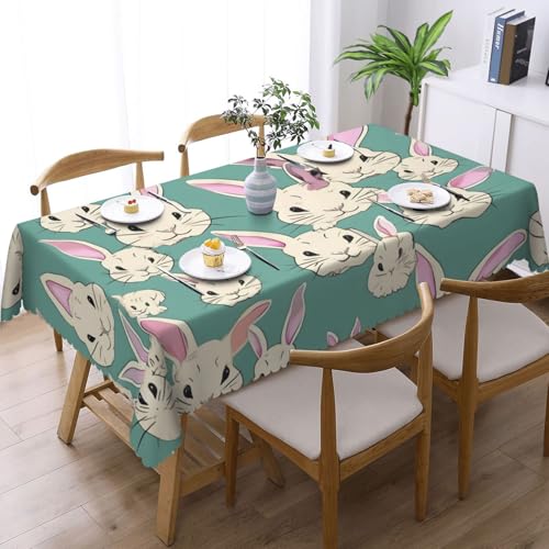MGGAklp Rechteckige Tischdecke mit Hasen-Motiv, waschbar, für Esszimmer, Party, drinnen und draußen von MGGAklp