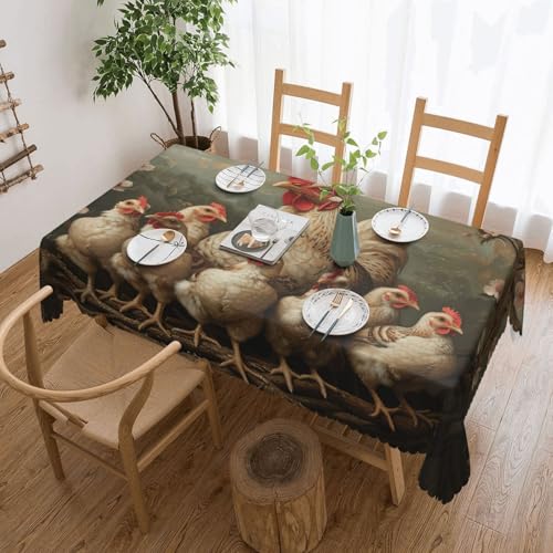 MGGAklp Rechteckige Tischdecke mit Hühnerbrut, waschbar, für Esszimmer, Party, drinnen und draußen von MGGAklp