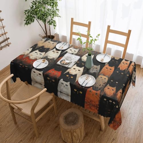 MGGAklp Rechteckige Tischdecke mit Katzendruck, waschbar, für Esszimmer, Party, drinnen und draußen MGGAklp Rechteckige Tischdecke mit Katzendruck, waschbar, für Esszimmer, Party, drinnen und draußen von MGGAklp
