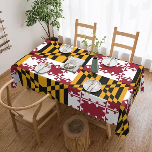 MGGAklp Rechteckige Tischdecke mit Maryland-Staatsflaggen-Druck, waschbar, Tischdecke für Esszimmer, Party, drinnen und draußen MGGAklp Rechteckige Tischdecke mit Maryland-Staatsflaggen-Druck, waschbar, Tischdecke für Esszimmer, Party, drinnen und draußen von MGGAklp