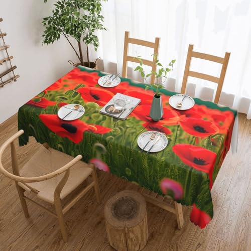 MGGAklp Rechteckige Tischdecke mit Mohnblumen-Motiv, lebendige Blütenblätter, waschbar, Tischdecke für Esszimmer, Party, drinnen und draußen MGGAklp Rechteckige Tischdecke mit Mohnblumen-Motiv, lebendige Blütenblätter, waschbar, Tischdecke für Esszimmer, Party, drinnen und draußen von MGGAklp