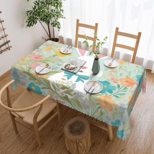 MGGAklp Rechteckige Tischdecke mit Osterhasen-Blumendruck, waschbar, Tischdecke für Esszimmer, Party, drinnen und draußen MGGAklp Rechteckige Tischdecke mit Osterhasen-Blumendruck, waschbar, Tischdecke für Esszimmer, Party, drinnen und draußen von MGGAklp