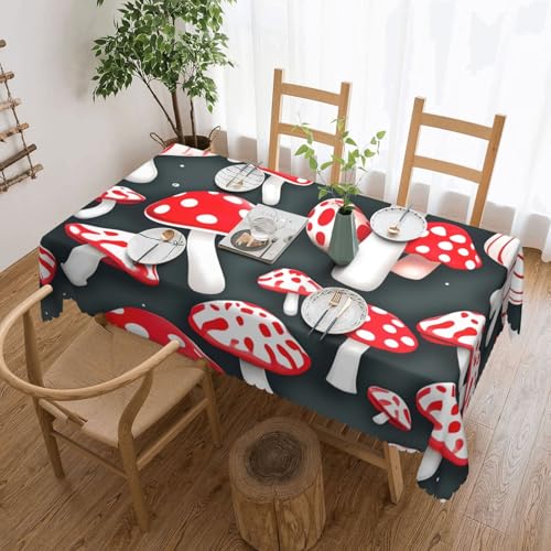 MGGAklp Rechteckige Tischdecke mit Pilzdruck, waschbar, für Esszimmer, Party, drinnen und draußen, Rot / Weiß von MGGAklp