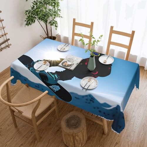 MGGAklp Rechteckige Tischdecke mit Snowboard-Bilderdruck, waschbar, für Esszimmer, Party, drinnen und draußen MGGAklp Rechteckige Tischdecke mit Snowboard-Bilderdruck, waschbar, für Esszimmer, Party, drinnen und draußen von MGGAklp