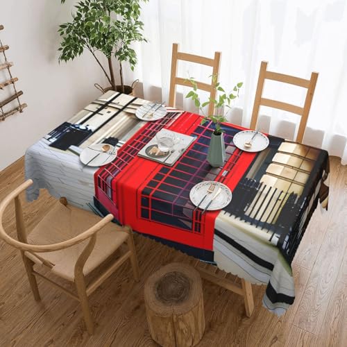 MGGAklp Rechteckige Tischdecke mit Telefonzellen-Druck, waschbar, für Esszimmer, Party, drinnen und draußen von MGGAklp