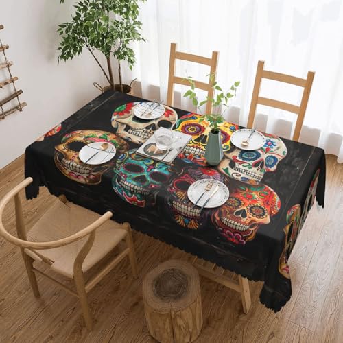 MGGAklp Rechteckige Tischdecke mit Totenkopf-Motiv, waschbar, für Esszimmer, Party, drinnen und draußen von MGGAklp