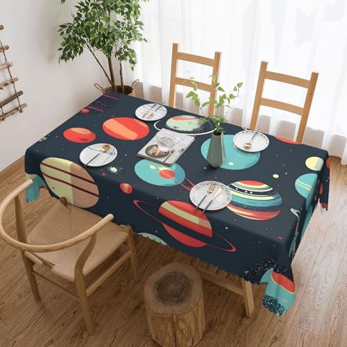 MGGAklp Rechteckige Tischdecke mit Weltraumplaneten-Druck, waschbar, Tischdecke für Esszimmer, Party, drinnen und draußen von MGGAklp