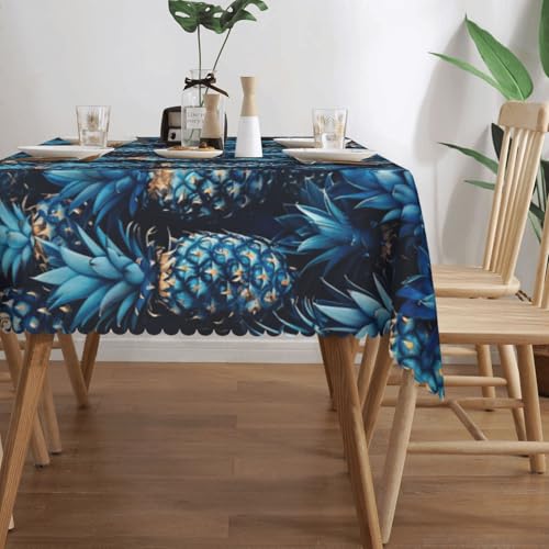MGGAklp Rechteckige Tischdecke mit blauem Ananas-Druck, waschbar, für Esszimmer, Party, drinnen und draußen von MGGAklp